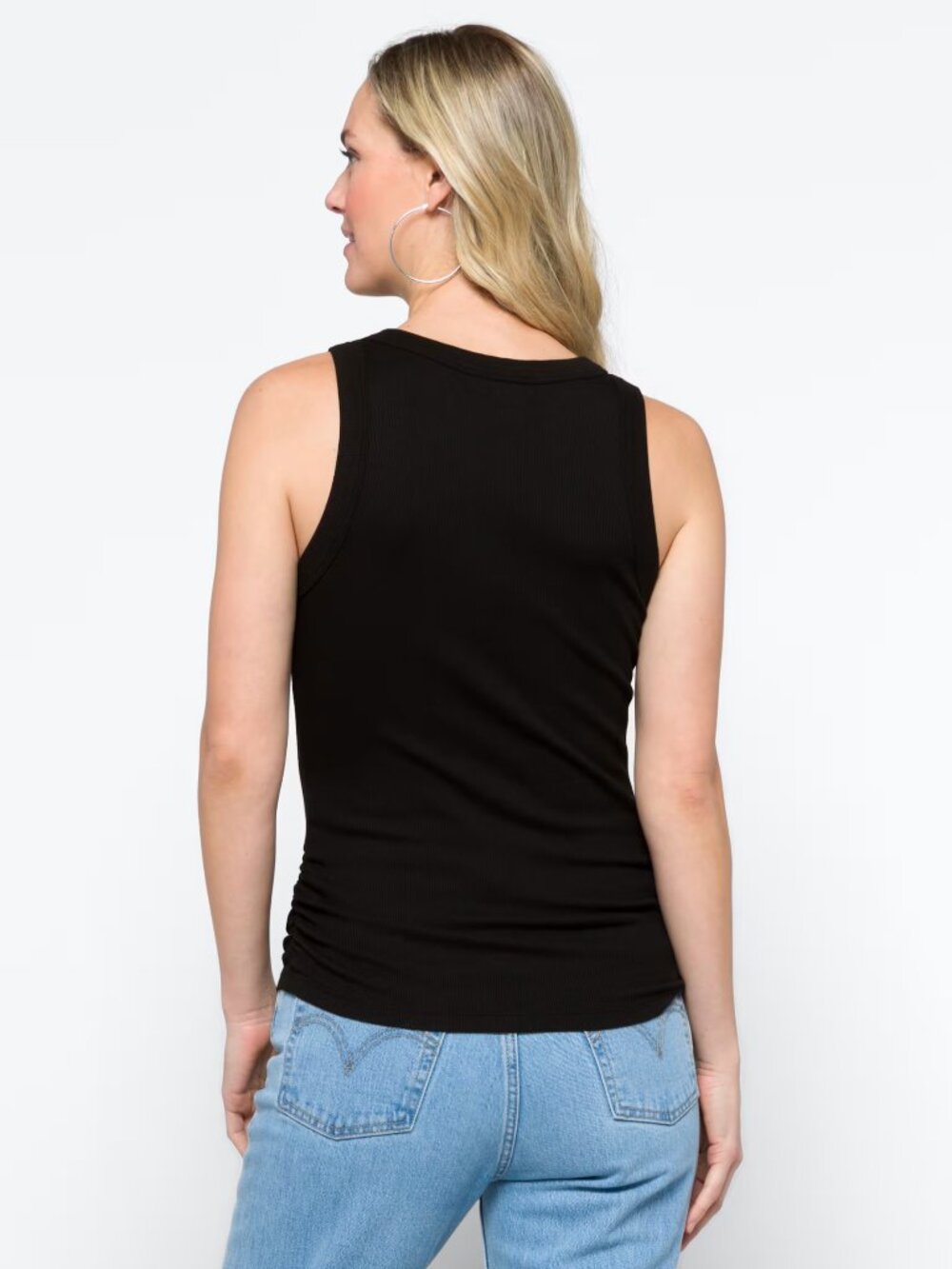 Michael Stars Hailey Wide Binding Knit Tank Ruched Side Scoop Neck Size M - Picture 2 of 6